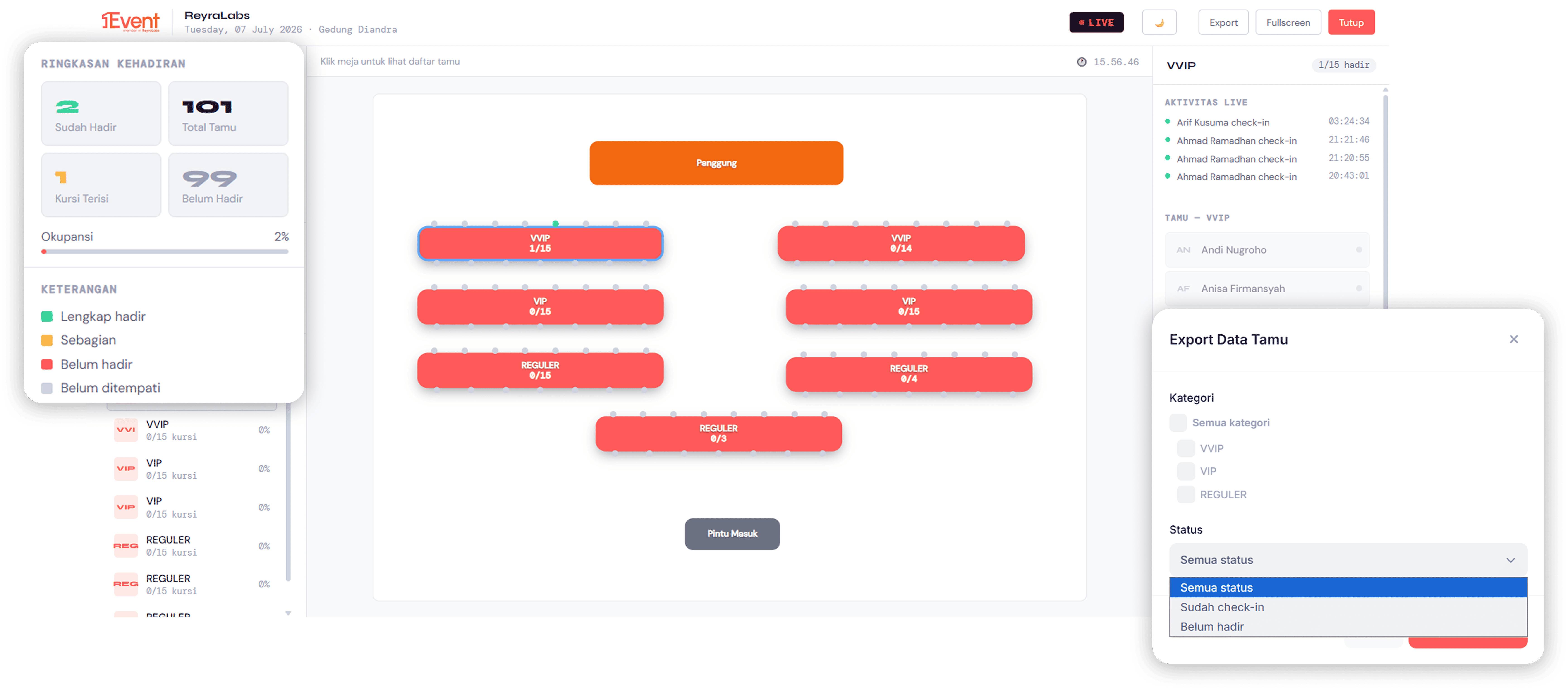 Live Seat Monitoring — SatuEvent